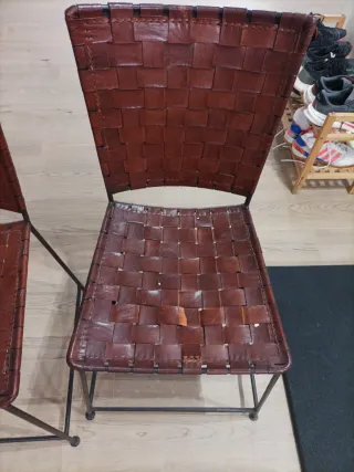 4 Sillas Vintage Cuero y Hierro Forjado Becara