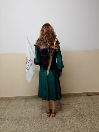 Vestido medieval verde y granate. 24 unidades.