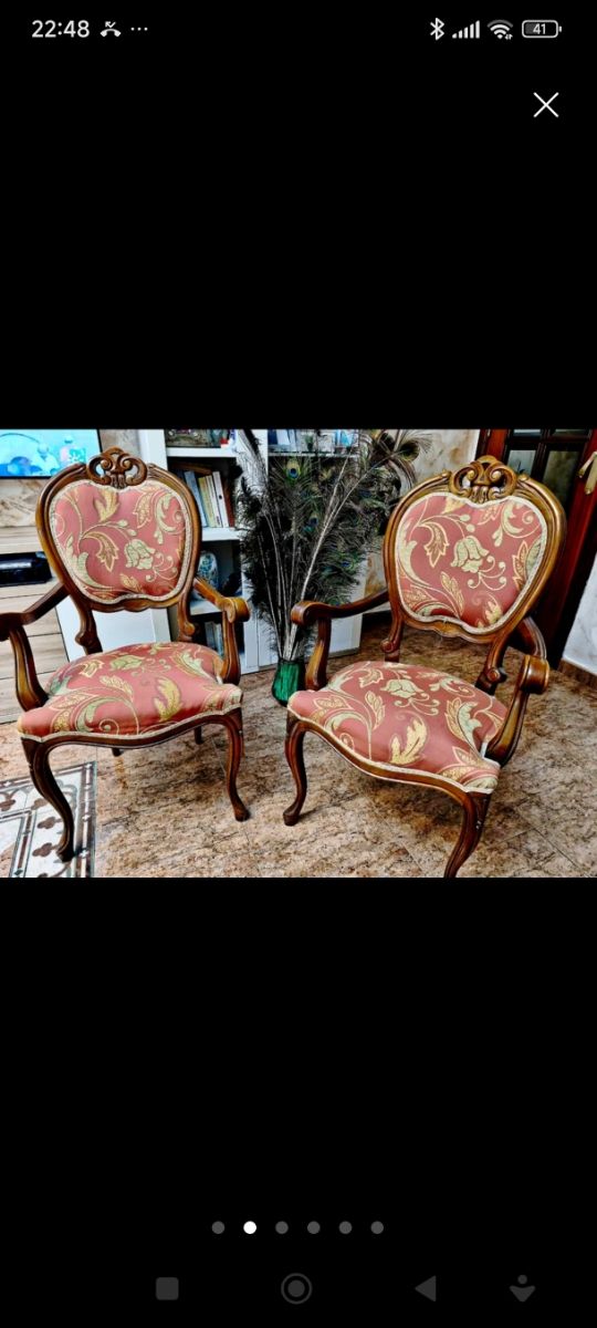 Pareja de sillones isabelinos