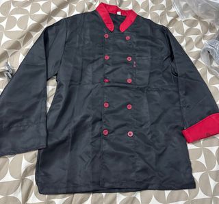 Chaqueta de cocinero negra y roja