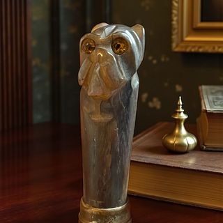 Antica scultura cane bulldog vittoriano corno