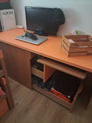 Cama nido con escritorio y cajonera y colchones