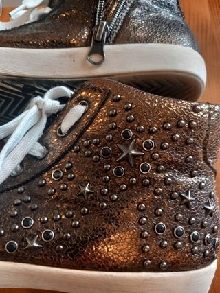 Scarpe donna sneakers alte marroni/oro Gold & Gold