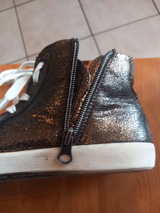 Scarpe donna sneakers alte marroni/oro Gold & Gold