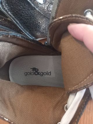 Scarpe donna sneakers alte marroni/oro Gold & Gold