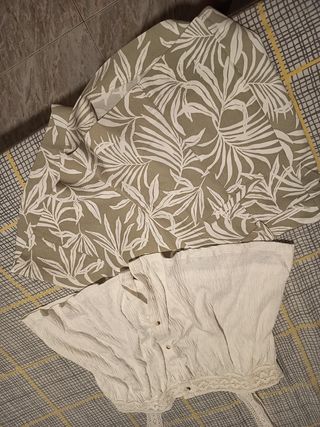 Conjunto Blusa y Pantalón Estampado Hojas