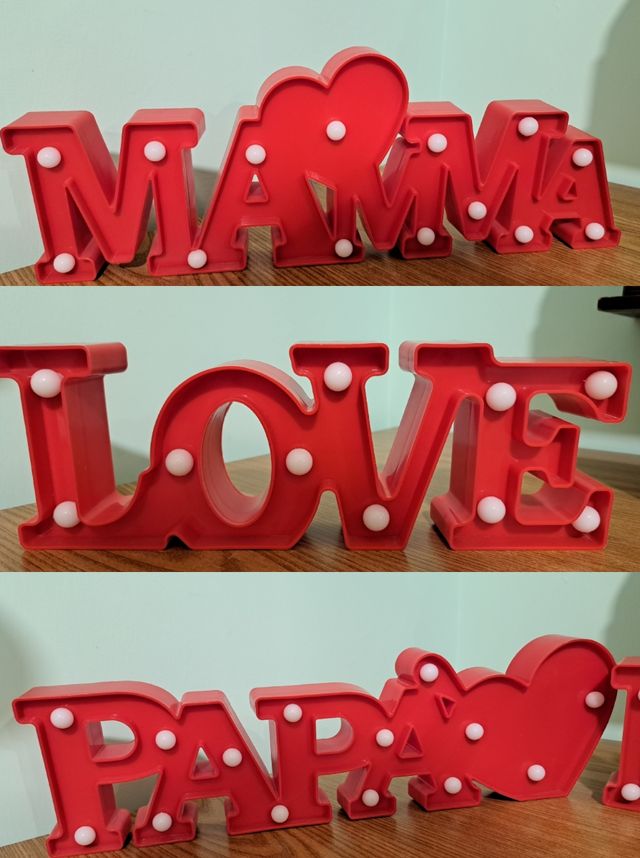 Lampade decorative Mama, Love, Papa