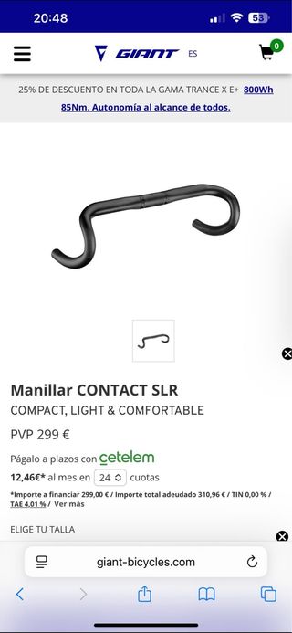 Manillar Giant Contact SLR Carbono