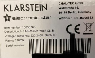 Horno sobremesa Klarstein 60L con circulación aire