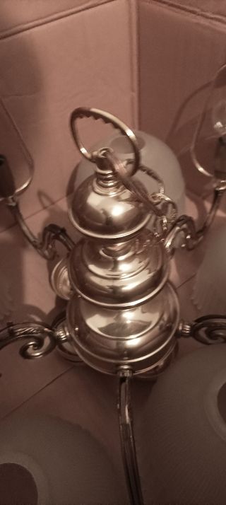 Lámpara de araña vintage, plateada y transparente