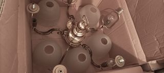 Lámpara de araña vintage, plateada y transparente