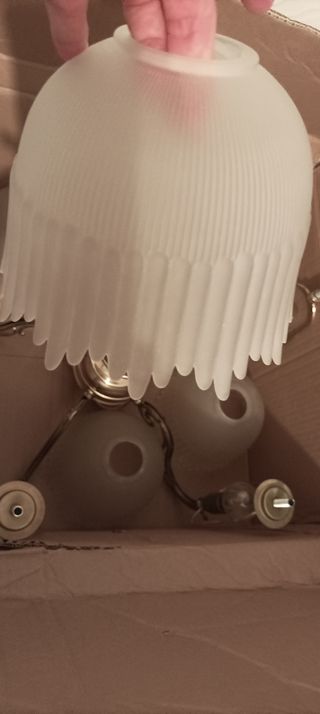 Lámpara de araña vintage, plateada y transparente