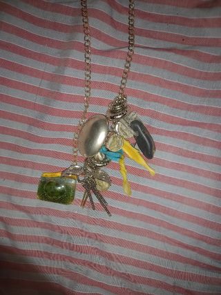 Collar hippie plata y piedras verde