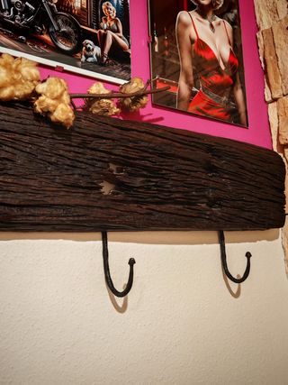 Hermoso Perchero y Espejo artesano años 80 vintage