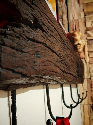 Hermoso Perchero y Espejo artesano años 80 vintage