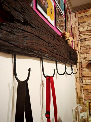 Hermoso Perchero y Espejo artesano años 80 vintage