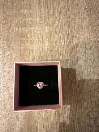 Anillo Pandora Corazón Rosa Plata