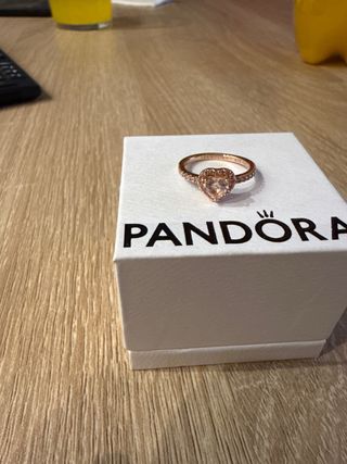 Anillo Pandora Corazón Rosa Plata