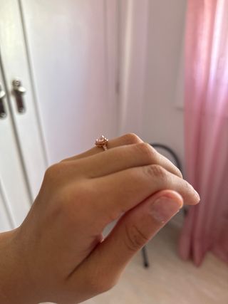 Anillo Pandora Corazón Rosa Plata