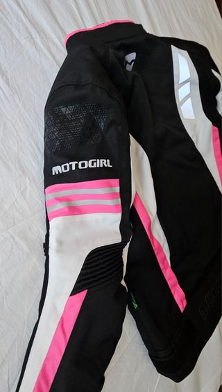 Chaqueta Moto Mujer Negra y Rosa