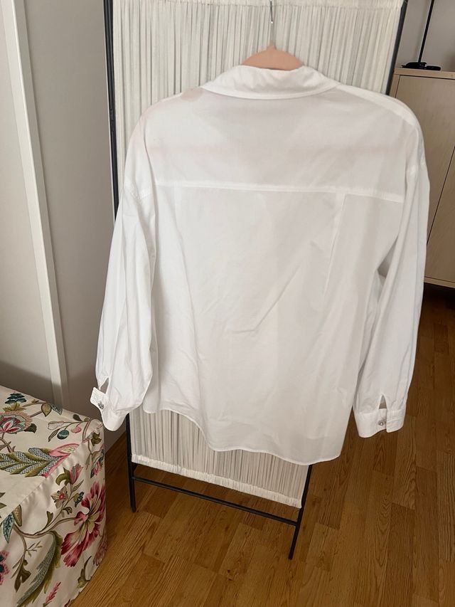 Camisa Zara Blanca Botón Joya