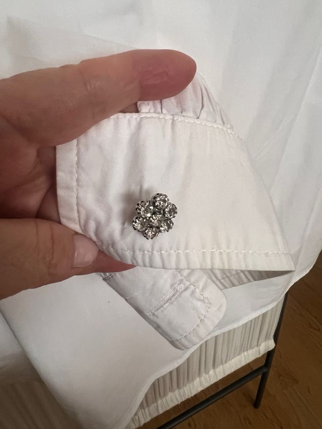 Camisa Zara Blanca Botón Joya