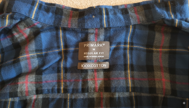 Camisa de franela azul y gris Primark