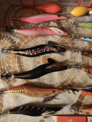 LOTE DE PESCA CONTIENE CAJA,GAMBAS,PLOMOS,ANZUELOS