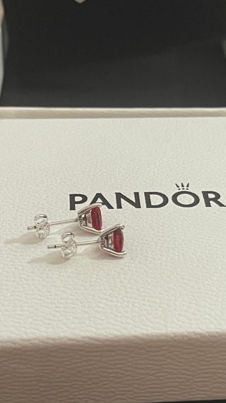Conjunto Pandora Corazón Rojo y Plata
