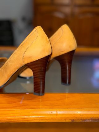Zapatos Zara Mocasín Tacón Amarillo