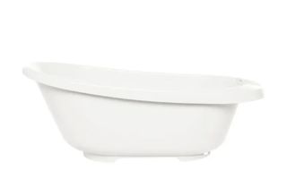 Bañera para bebé blanca con patas de madera