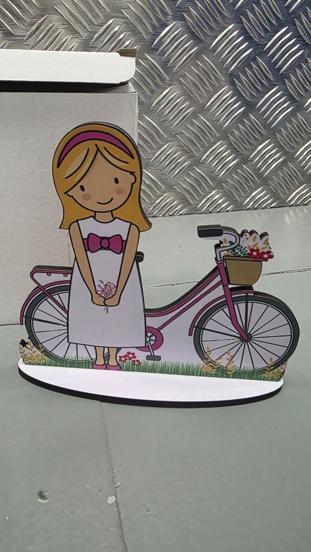 Adorno figura decorativa para tarta niña con bicic