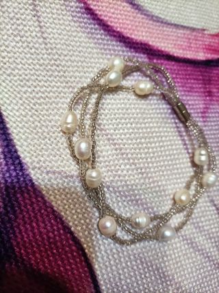 Bracciale perle e perline bianche
