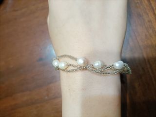 Bracciale perle e perline bianche