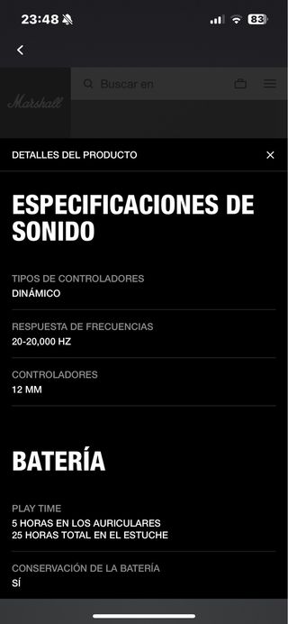 Auriculares Marshall Minor III Negro