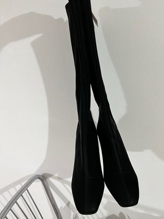 Stivali neri con tacco e inserti animalier