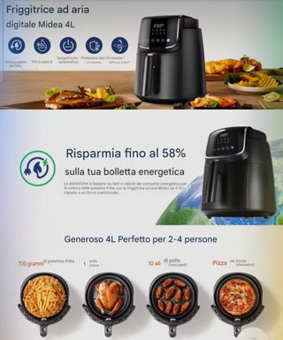 Midea Friggitrice Aria 4L Touch Display Con Timer