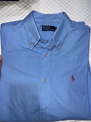 Camisa Polo Ralph Lauren Azul Lunares Talla XL