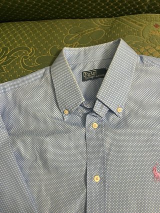 Camisa Polo Ralph Lauren Azul Lunares Talla XL
