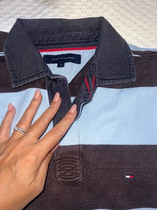 Polo Tommy Hilfiger Rayas Azul y Marrón Talla S