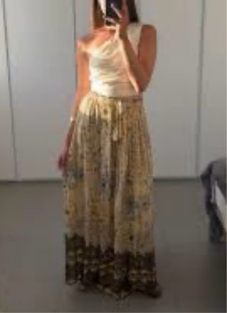 Falda  estampada hilo meralizado zara