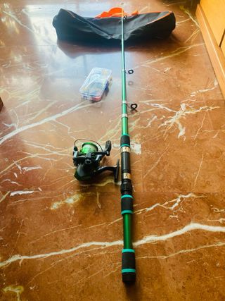 Caña de pescar 1.80m + carrete y accesorios