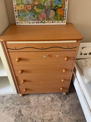 Armario cambiador bañera bebé madera