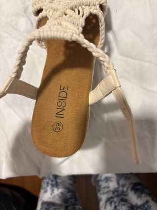 Cuñas de esparto beige talla 39