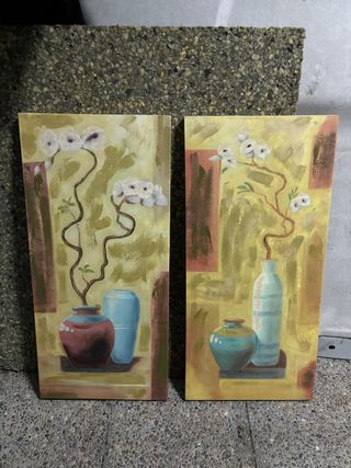 Pareja de cuadros decorativos florales