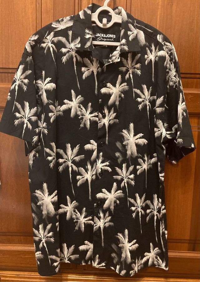 Camicia uomo maniche corte fantasia palme