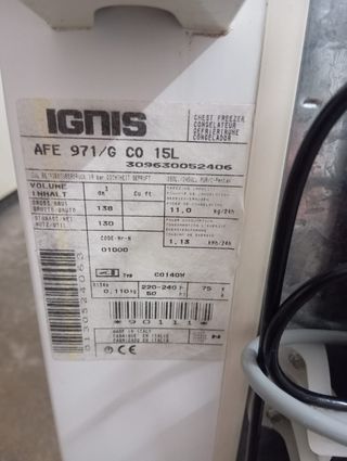 Congelador Arcón Ignis por solo 160€!