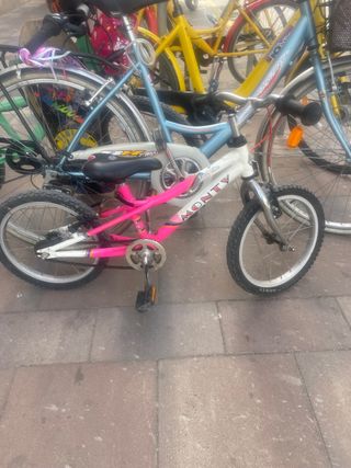 Bicicleta Monty Niña Rosa y Blanca. 16 pulgadas 