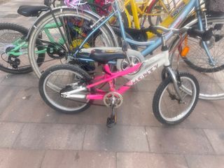 Bicicleta Monty Niña Rosa y Blanca. 16 pulgadas 