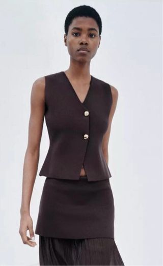 Chaleco Zara punto marrón Talla xl